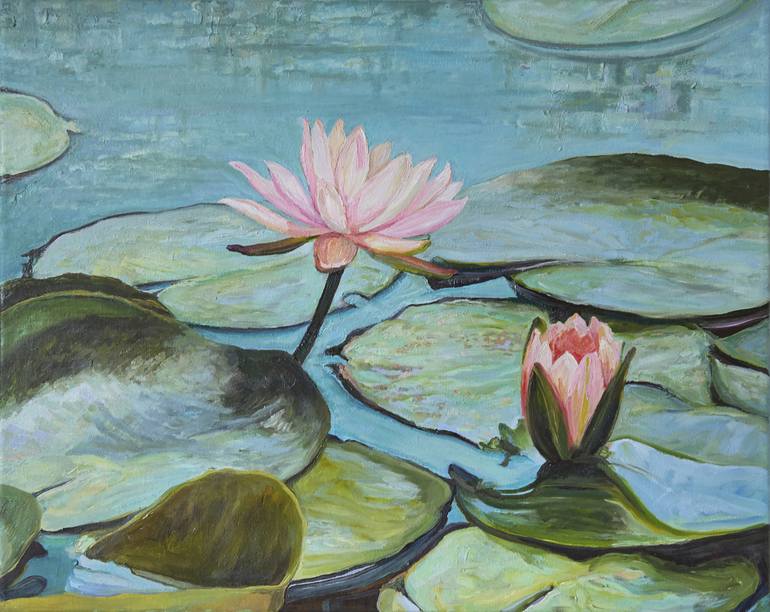 Water Lily Blooming - Nenufar Painting by Paulina Jakubiuk | Saatchi Art