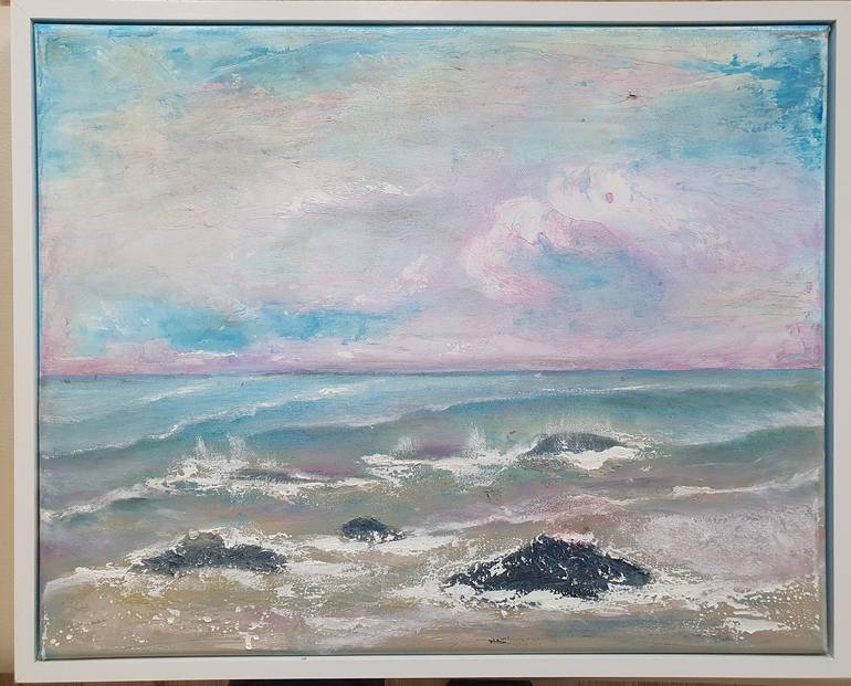 Original Abstract Expressionism Beach Painting by Ulrike Schmitt