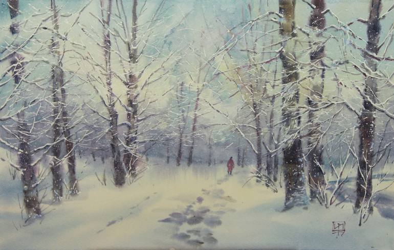 Winter alley Painting by Igor Manukhov | Saatchi Art