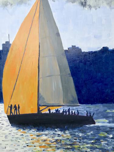 Print of Impressionism Sailboat Paintings by Geoff Hargraves