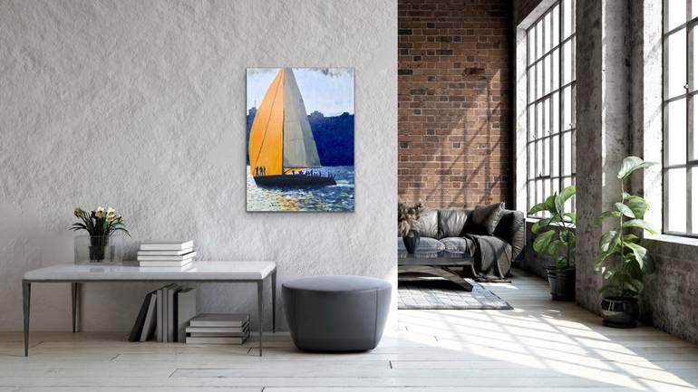 Original Impressionism Sailboat Painting by Geoff Hargraves