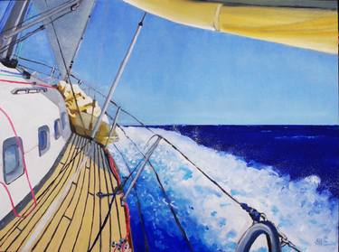 Original Impressionism Boat Painting by Geoff Hargraves