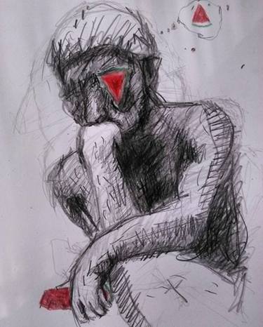 Original Dada People Conte Drawings For Sale Saatchi Art