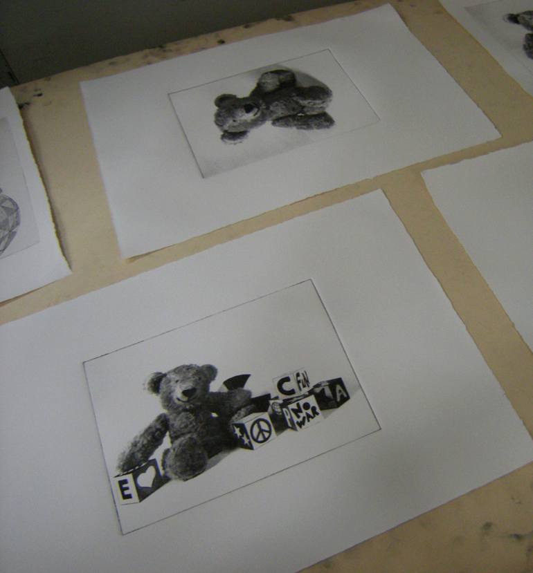 Original Abstract Children Printmaking by B a r b a r a Schneider