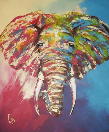 African Elephant 20x24" Acrylic on Canvas thumb