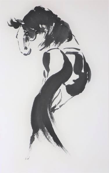 Chinese Brush Painting of Galloping Stallion thumb