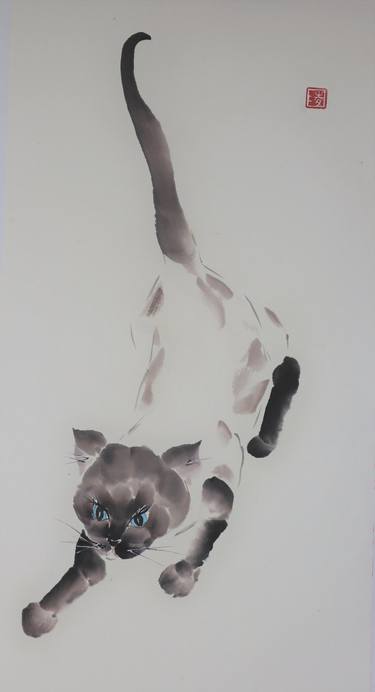 Original Fine Art Cats Paintings by Christel Lane