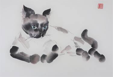 Original Fine Art Cats Paintings by Christel Lane