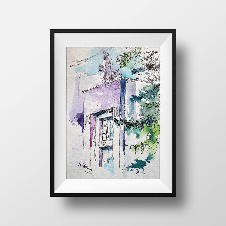 Watercolor Sketch with City architecture. Painting by Svetlana Wittmann ...