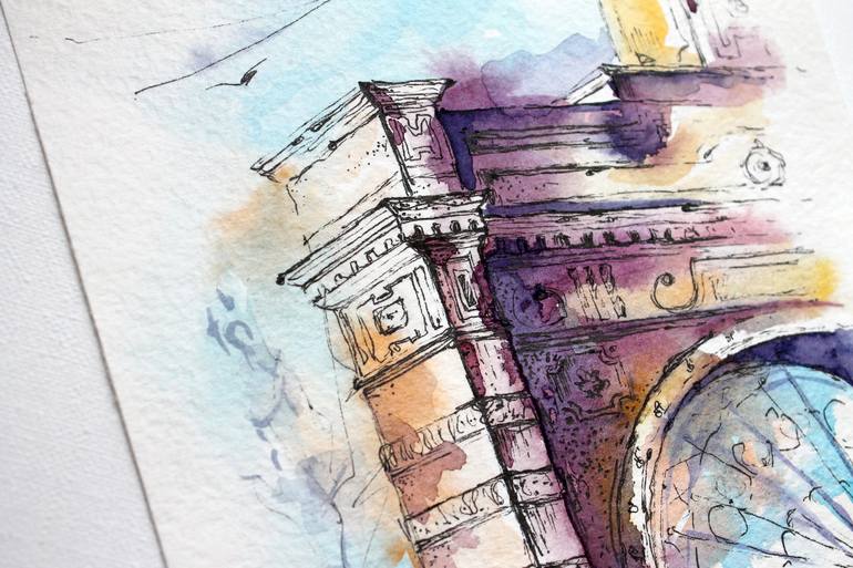 Watercolor sketch with City architecture. Painting by Svetlana Wittmann ...