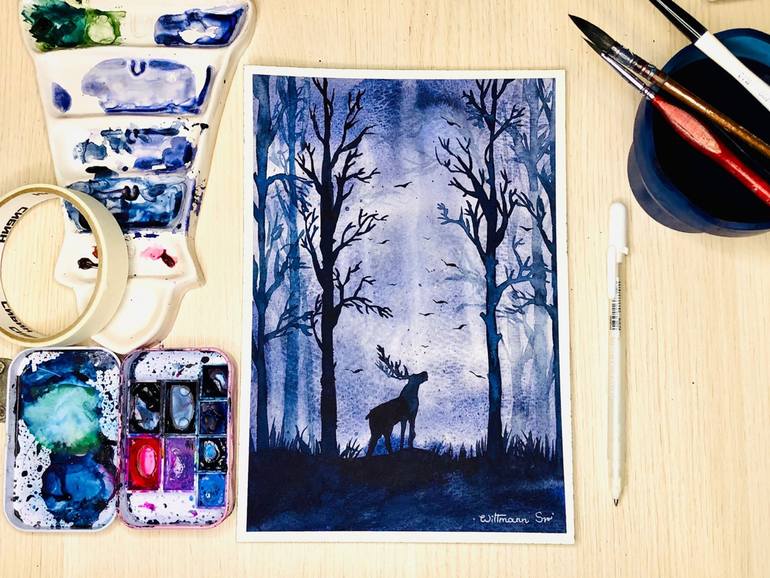 Original Minimalism Animal Painting by Svetlana Wittmann