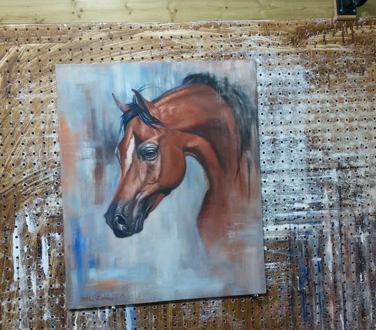 Original Art Deco Horse Painting by James Zhao