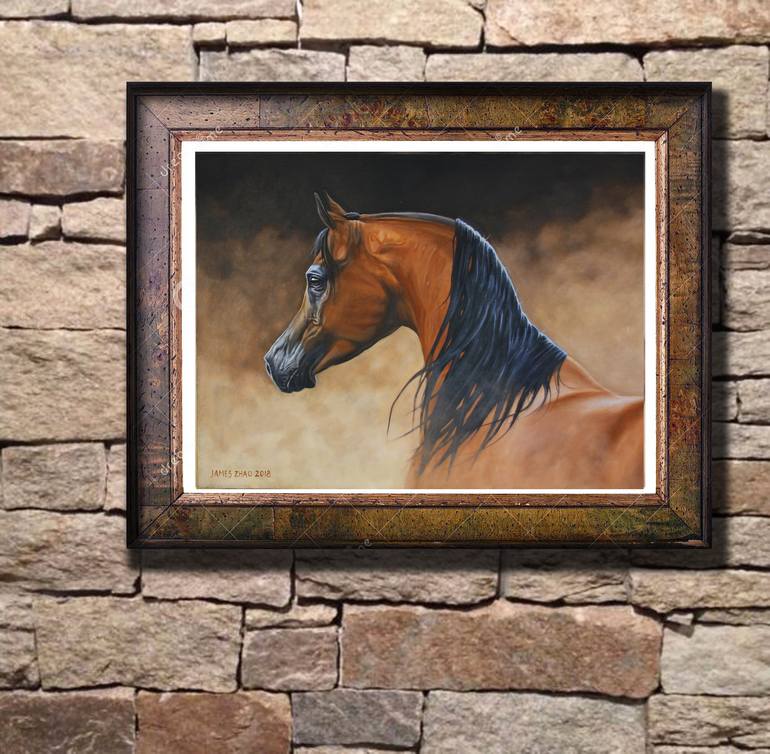 Original Art Deco Horse Painting by James Zhao