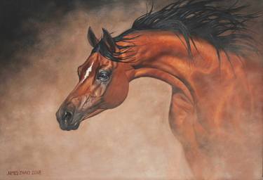 Original Art Deco Horse Paintings by James Zhao