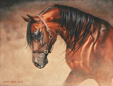 Original Art Deco Horse Paintings by James Zhao