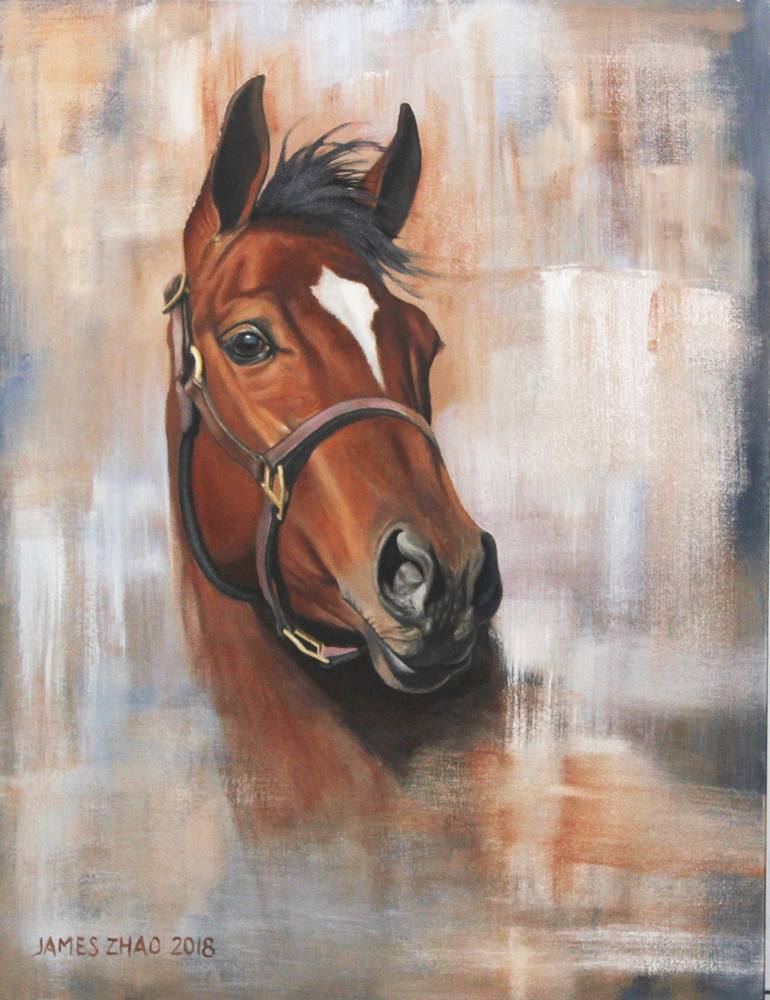 Original Art Deco Horse Paintings by James Zhao