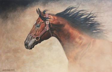 Original Art Deco Horse Paintings by James Zhao