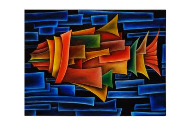 Print of Cubism Fish Paintings by Cesar Vazquez
