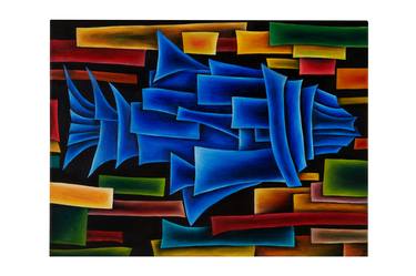 Print of Cubism Fish Paintings by Cesar Vazquez