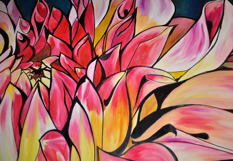 Original Abstract Expressionism Floral Painting by Alisa Pogorelovsky