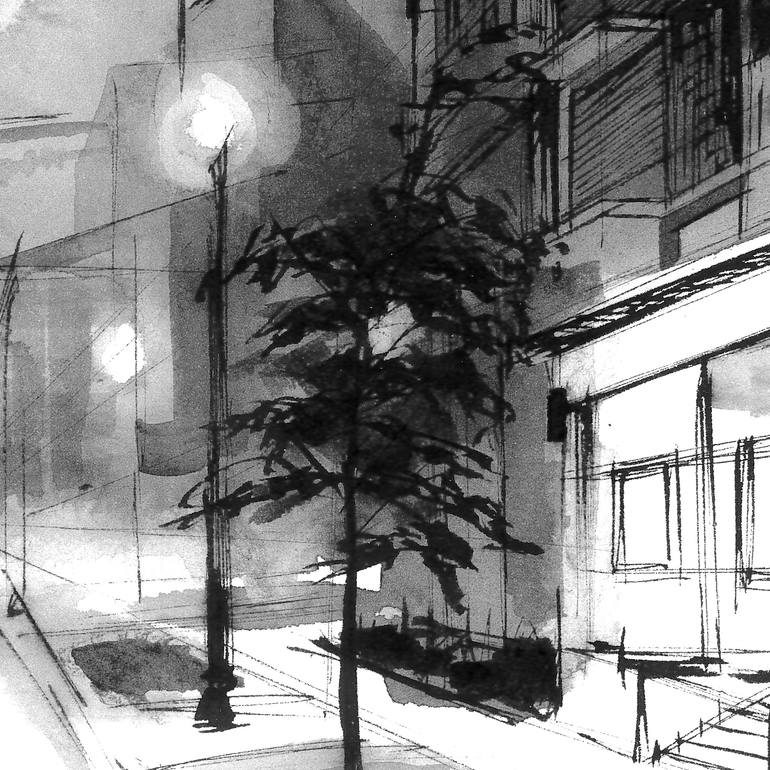 Original Realism Cities Drawing by Virginia Mae