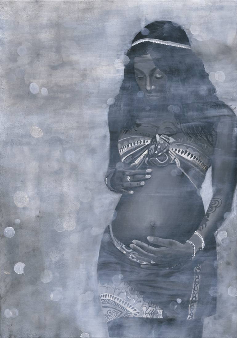 African Pregnancy 2 Painting by Anne Schlachter 