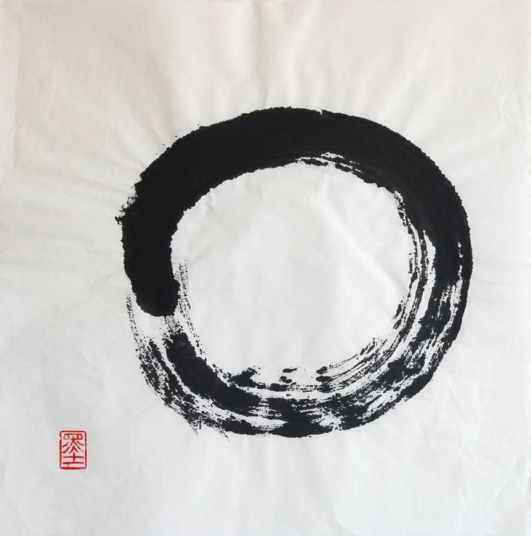 Zen Enso Circle, circle brush, Japanese Circle Canvas Print for