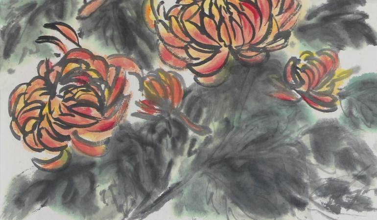 Original Abstract Expressionism Floral Painting by Nadja Van Ghelue
