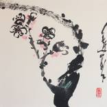 The Spring’s Joy, The Almond Blossom, a Keen Delight, Sumi-e by Nadja Van Ghelue