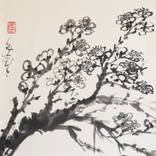 A Flowering Almond Tree, Harbinger of Peace, Sumi-e by Nadja Van Ghelue