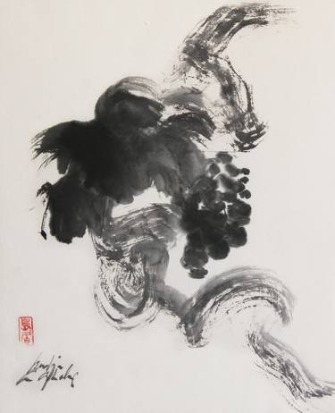 Grapevine Ink Painting Sumi-e In Zen Style thumb