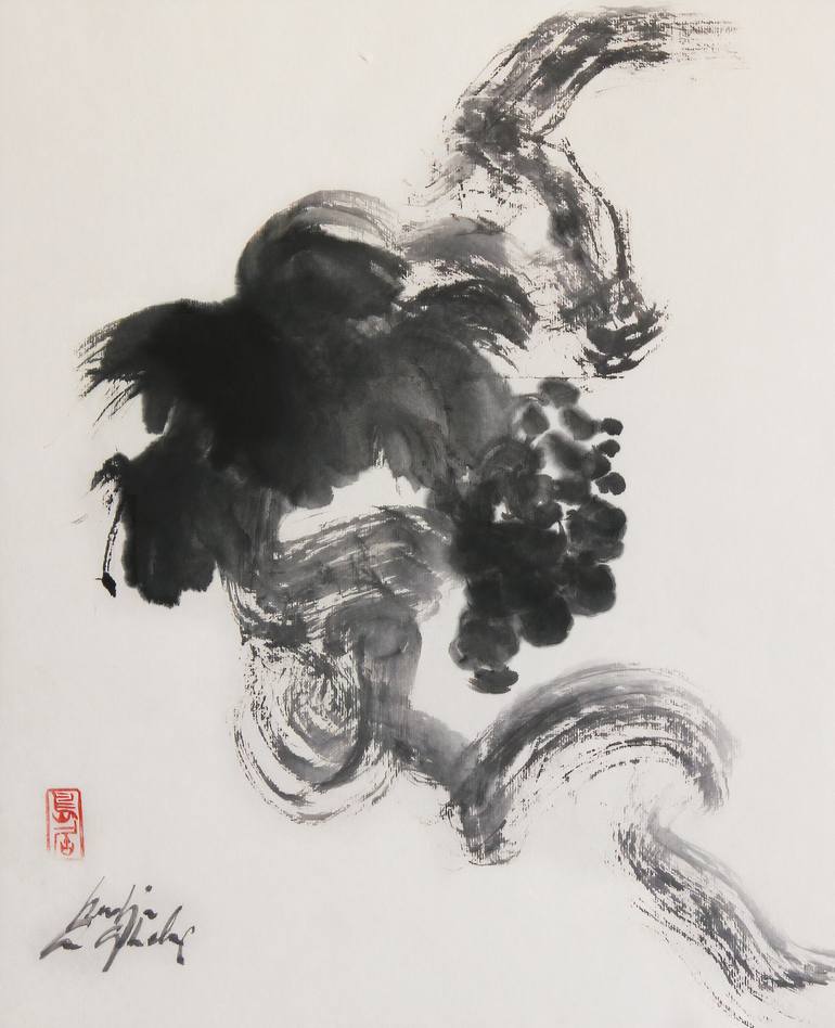 Zen: framed ORIGINAL charcoal drawing