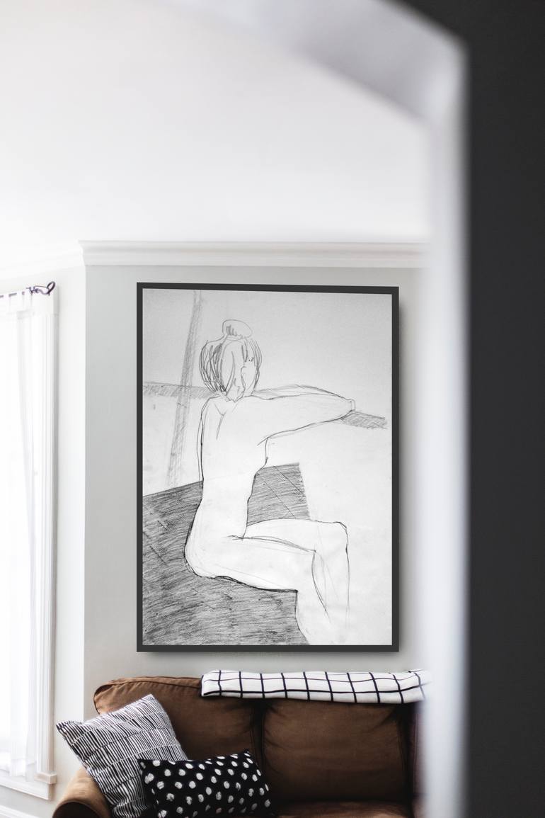 Original Minimalism Nude Drawing by Khristin Slyvka
