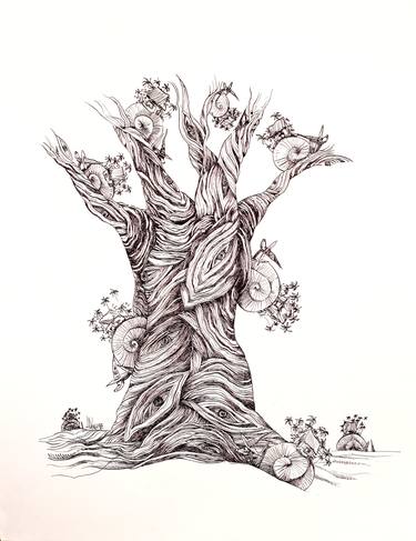 Original Figurative Tree Drawings by Hans Christian Vergara