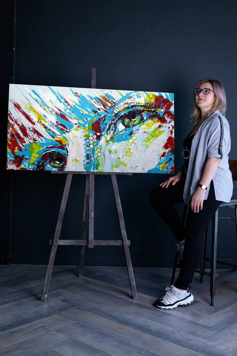 Original Abstract Expressionism Portrait Painting by Viktoriia Kartashova