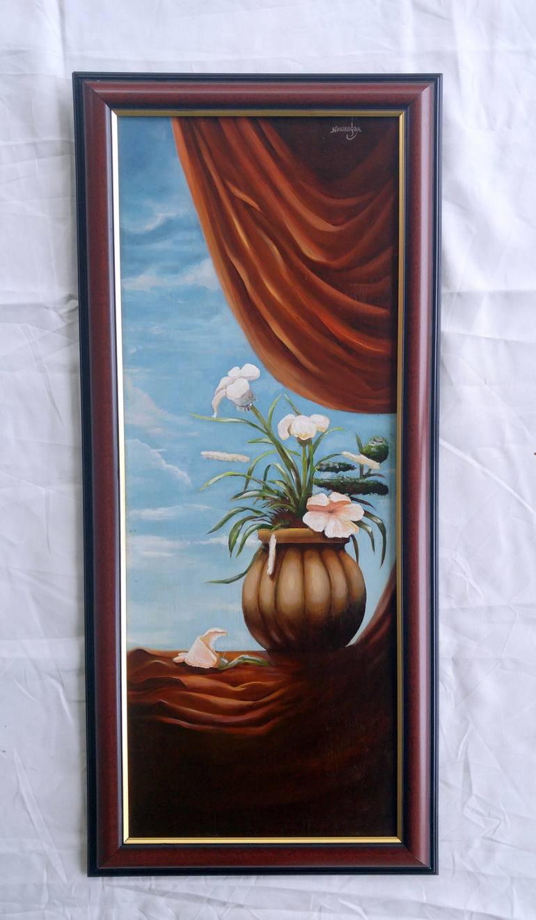 Original Floral Painting by Obilo Nwokogba