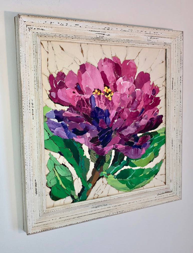 Original Fine Art Floral Collage by Suze Boughadou