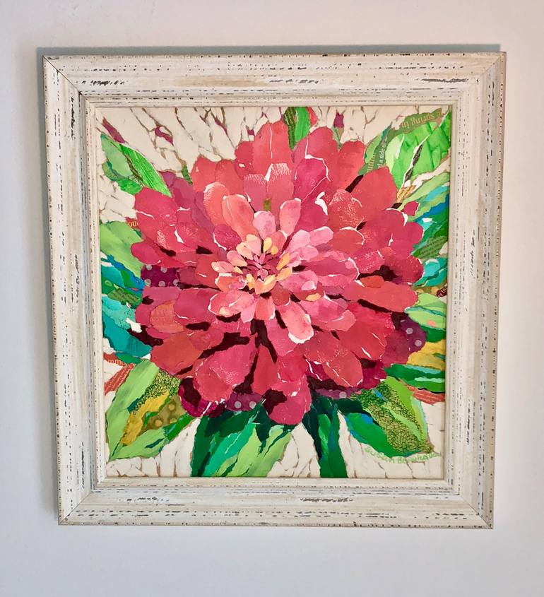 Original Impressionism Floral Collage by Suze Boughadou