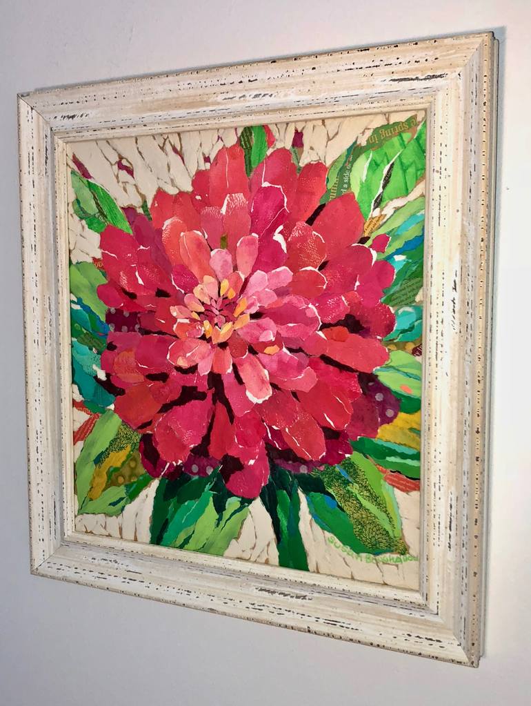 Original Impressionism Floral Collage by Suze Boughadou