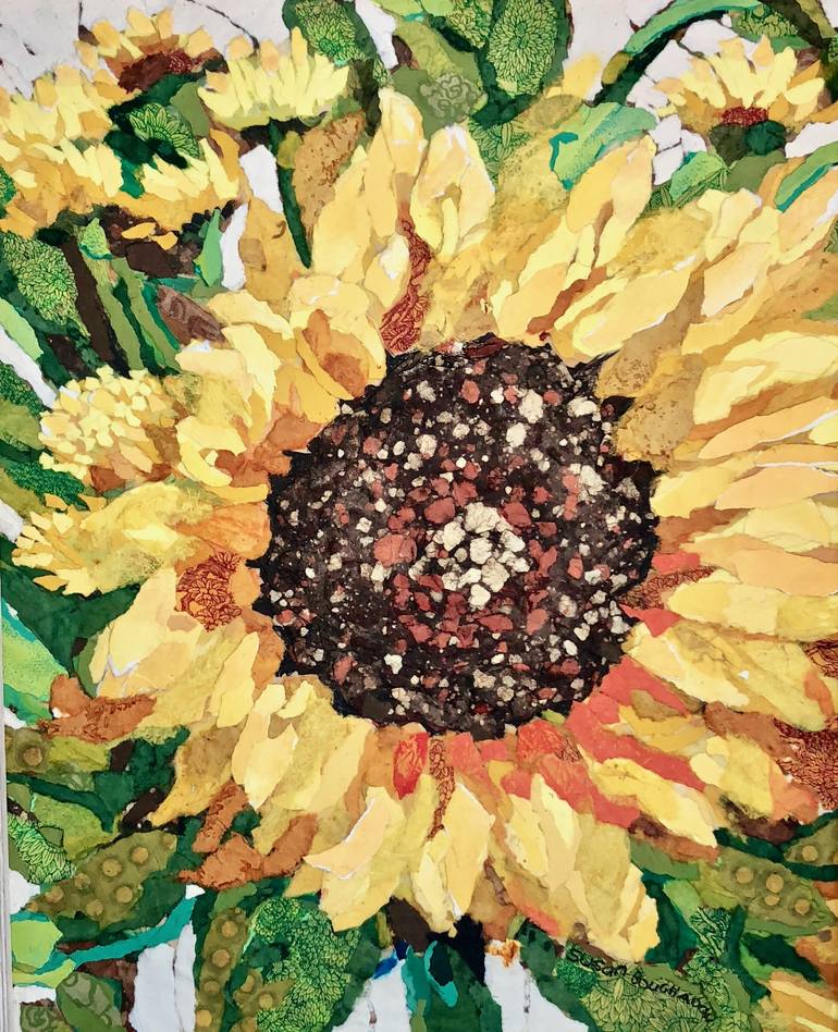 Original Floral Collage by Susan Boughadou