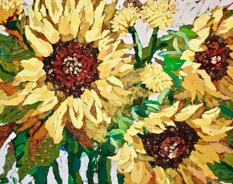 Original Floral Collage by Susan Boughadou