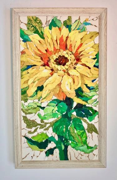 Original Fine Art Floral Collage by Susan Boughadou