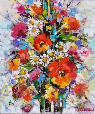 Original Abstract Expressionism Floral Paintings by Vladimir Demidovich