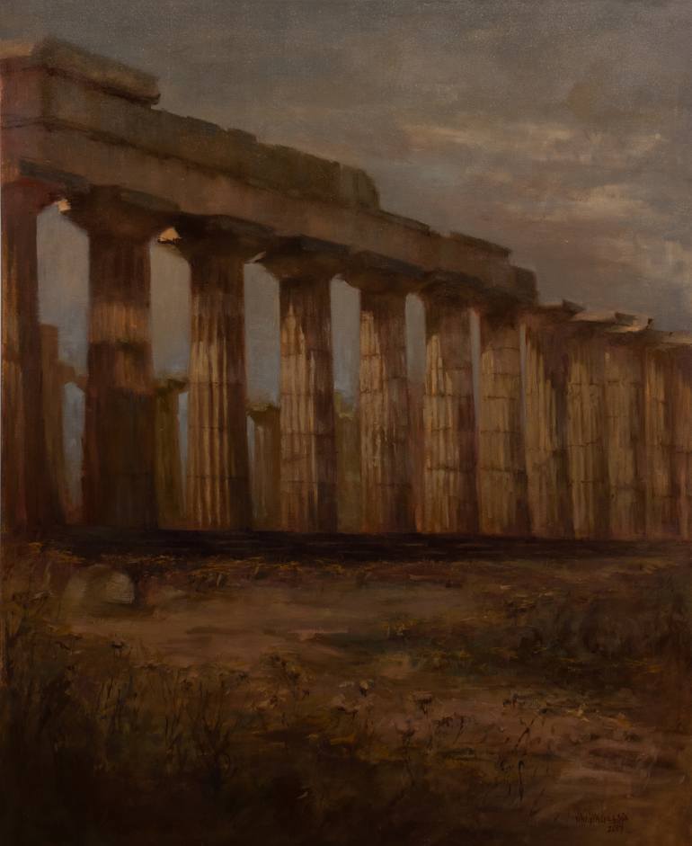 Original Architecture Painting by Vaughn Gillson | Documentary Art on Canvas | Wild fennel and bygone symmetry