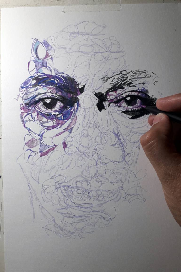Original Pop Art People Drawing by Marcos Aurelio