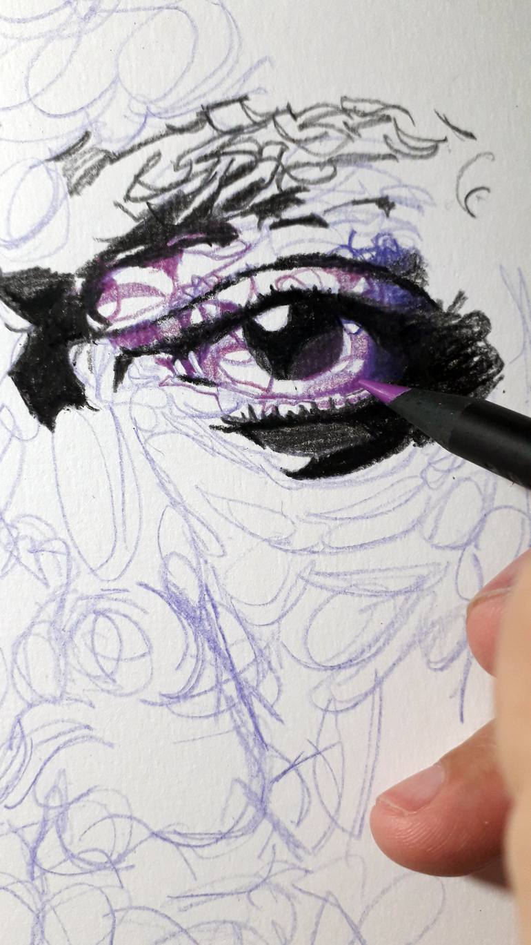 Original Pop Art People Drawing by Marcos Aurelio