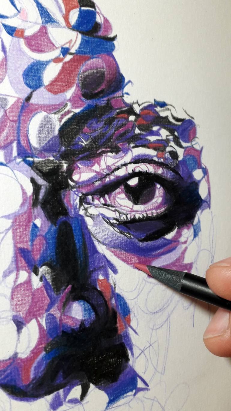 Original Pop Art People Drawing by Marcos Aurelio