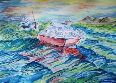 Print of Art Deco Boat Paintings by Margret Bried
