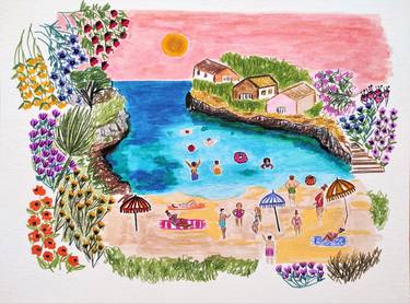 Original Abstract Beach Paintings by Sophie Vanderfeld