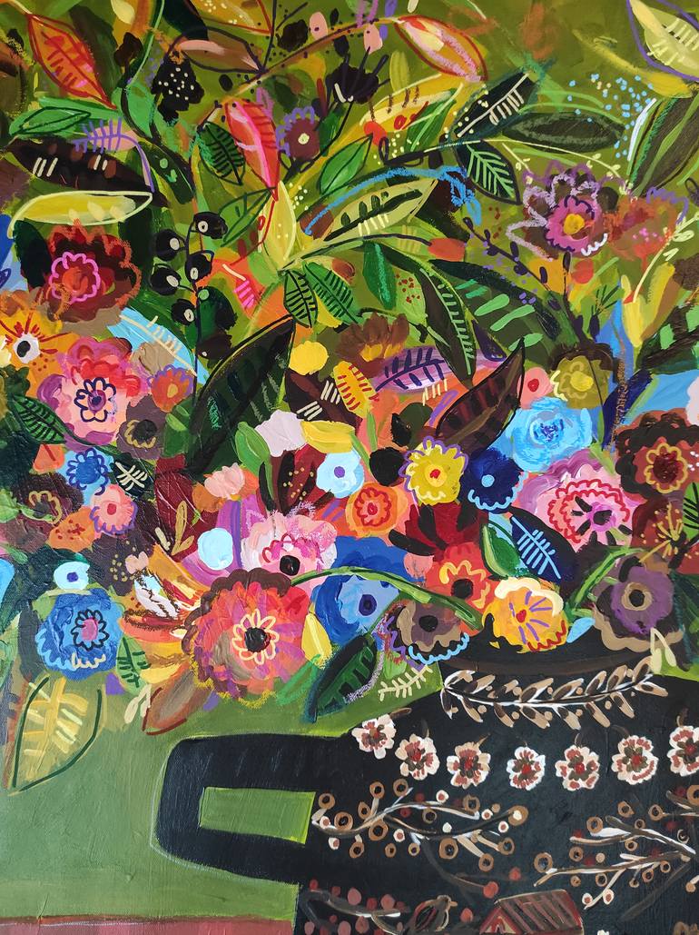 Original Abstract Floral Painting by Sophie Vanderfeld